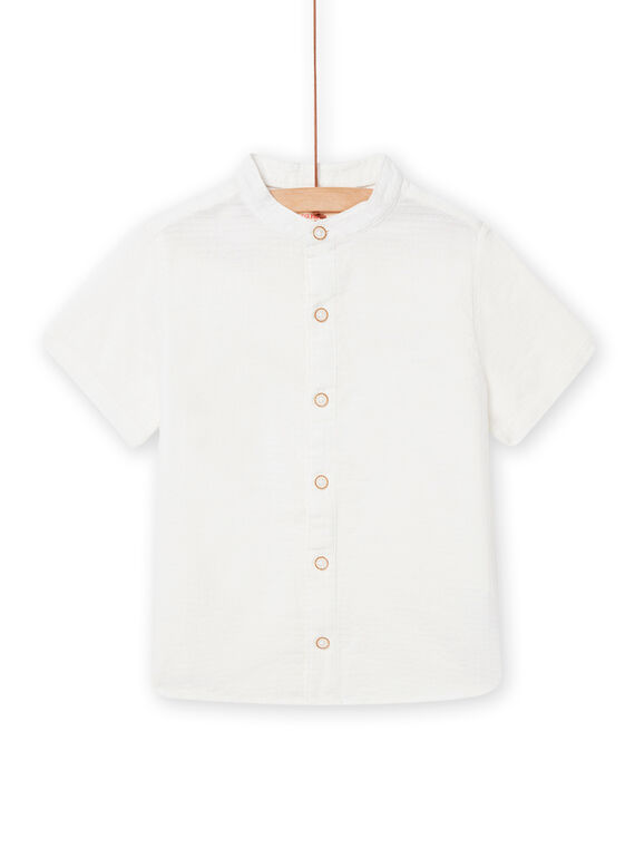 Kurzärmeliges Mao-Kragenhemd für Kind Junge in Ecru NOSOSHIRT / 22S902Q1CHM000