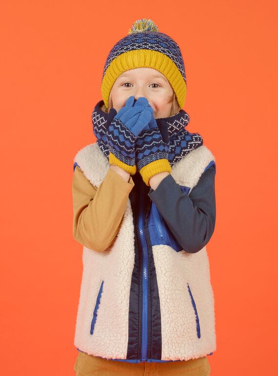Blaue Quastenmütze Kind Mädchen Jacquard-Muster MYOGROBON6 / 21WI0268BON221