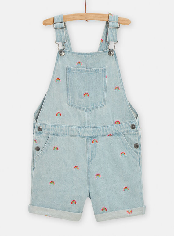 Latzhose aus hellem Denim mit gestickten Regenbogenmotiven für Mädchen TACLUSAC / 24S901O1SACP272