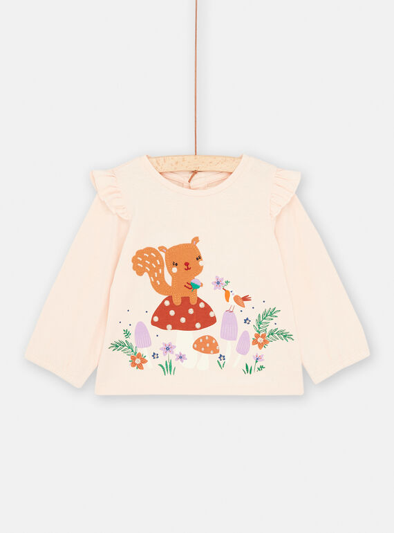 T-Shirt Marshmallow mit Tier- und Naturmotiven für Baby-Mädchen SIKHOTEE / 23WG09Q1TML318