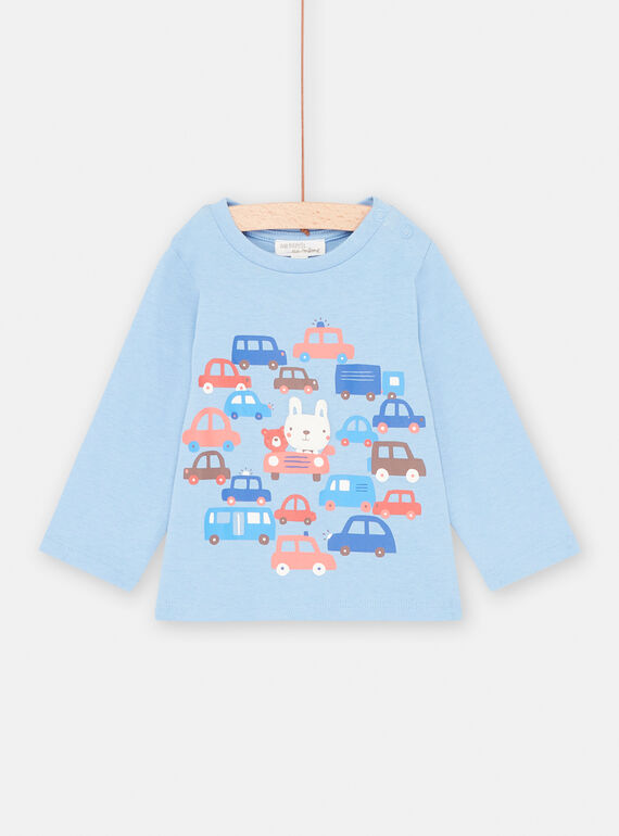 Blaues T-Shirt mit Auto- und Tiermotiven für Baby-Jungen SUFORTEE2 / 23WG10K1TML219
