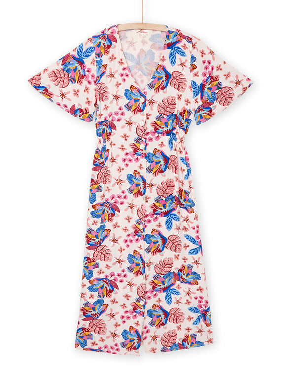 Puderrosa langes Kleid mit exotischem Aufdruck RAMUMROB1 / 23S993G2ROBD327