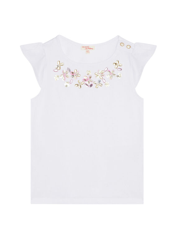 Kurzärmeliges T-Shirt mit Perlenschmuck JABOTI2 / 20S901H3TMC000