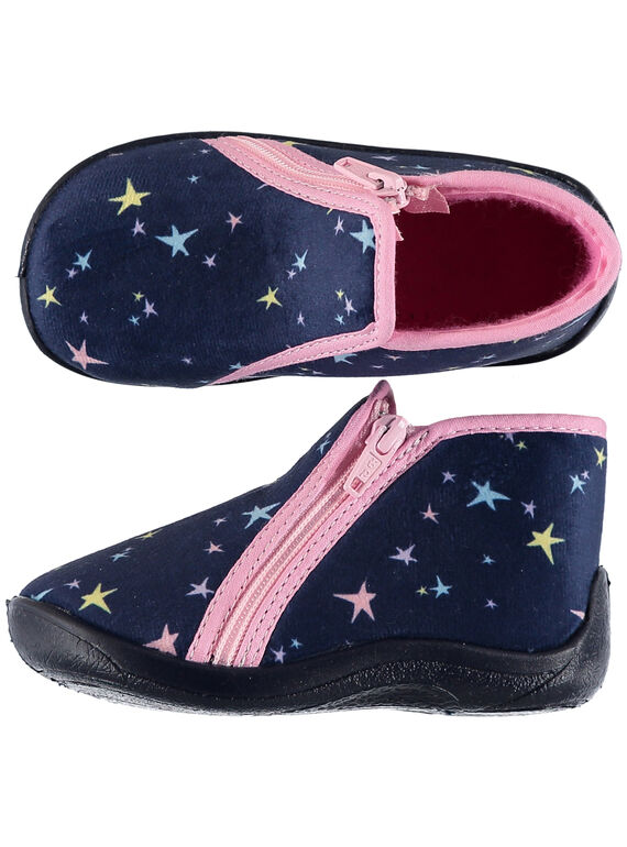 Blaue Samtstiefel mit Sternchen hergestellt in Frankreich Baby Mädchen GBFBOTSTAR / 19WK37Z6D0A070