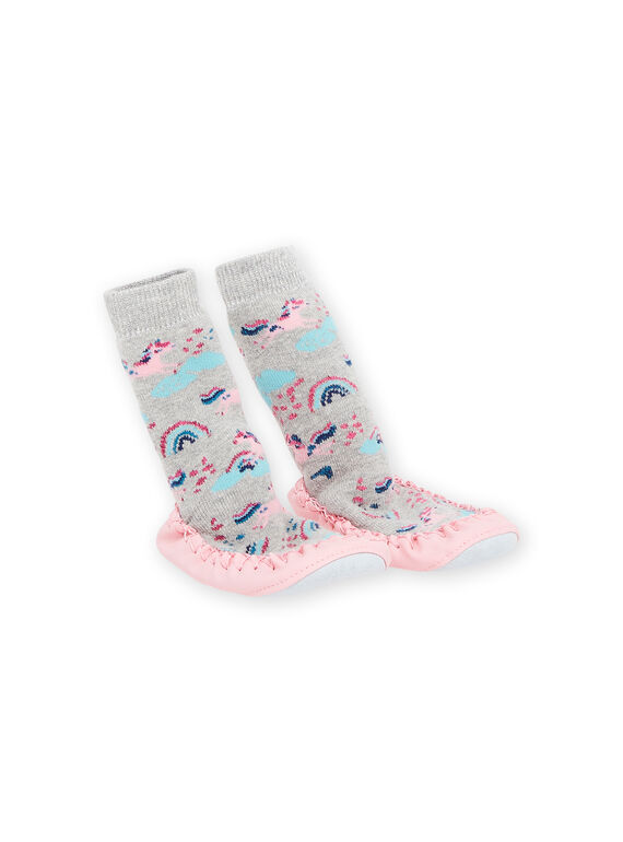 Hausschuhe Socken mit Einhörnern und Regenbogenmotiv PACHO7CORN / 22XK3542D08943