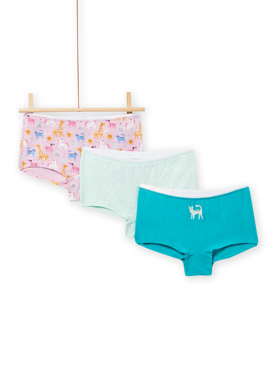 Set von 3 sortierten Tierdruck Shortys Kind Mädchen NEFAHOTDOG / 22SH11I2SHY320