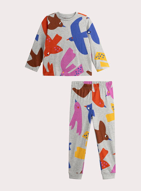 Pyjama mit Vogelmotiv für Mädchen oder Jungen  VEGOPYJMIX2 / 24WH1261PYJJ922