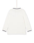 Weißes Poloshirt mit gesticktem Wolfskopfmotiv POJOPOL2 / 22W902D6POL001