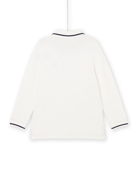 Weißes Poloshirt mit gesticktem Wolfskopfmotiv POJOPOL2 / 22W902D6POL001