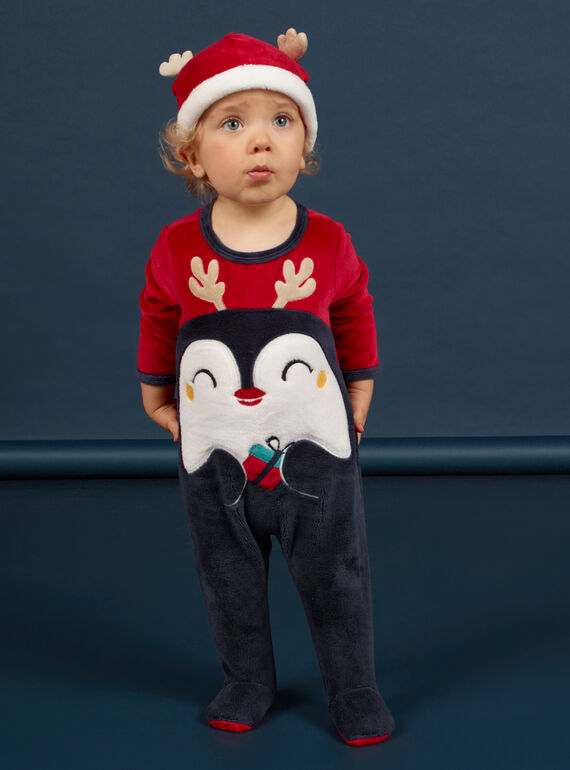 Baby Junge Pinguin-Strampler und Mütze MEGAGRENOPI / 21WH14F1GRE050