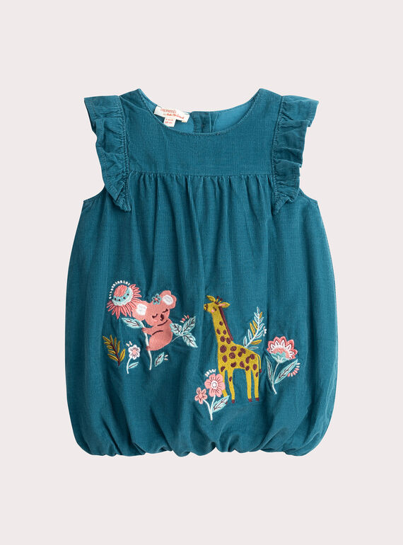 Dunkles türkisfarbenes Kleid aus Samt für Baby Mädchen  VIKLIROB2 / 24WG0941ROBC217