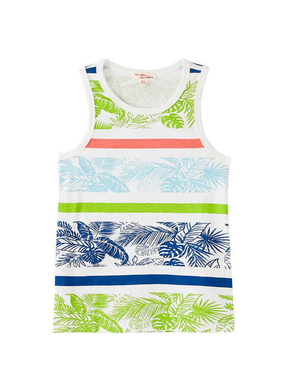 Naturweißes Tanktop für Jungen, gestreift und bedruckt JOSAUDEB / 20S902Q1DEB001