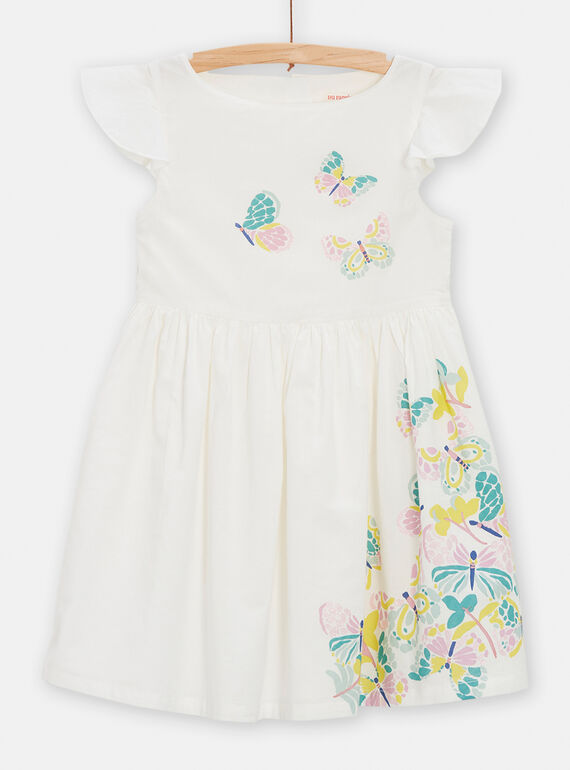 Kleid mit Schmetterlingsprint für Mädchen in Ecru TAPOROB4 / 24S901M1ROB001