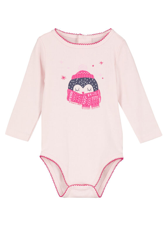 Rosa Langarm-Body gerippt für Babys Mädchen GEFIBODPIN / 19WH13N2BDL307
