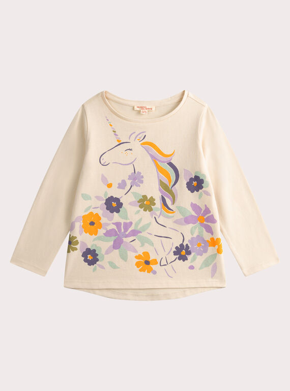 T-Shirt mit Einhornmitiv mit Glitter für Mädchen VAPERTEE2 / 24W901R3TML005