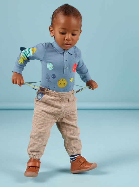 Baby Boy karierte Hose mit gestreiften Hosenträgern MUPLAPAN2 / 21WG10O2PAN817