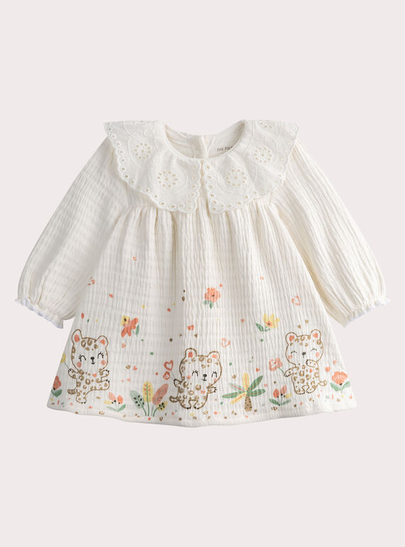 Kleid zur Geburt in Naturweiß mit Kragen aus englischer Stickerei WOU1ROB / 25SF0371ROB005