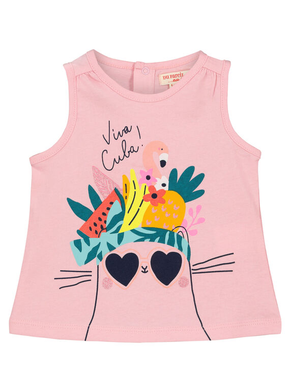 Bedrucktes Baby-Tanktop für Mädchen  FICUDEB / 19SG09N1DEBD303
