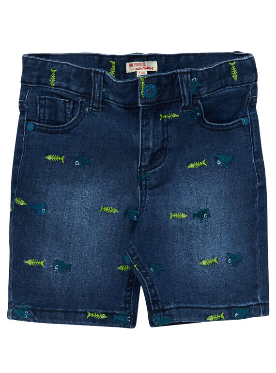 Mit Haien bestickte Jeans-Bermudas für Jungen JOBOBER3 / 20S902H1BERP274