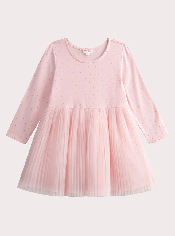 Kleid in Rosa aus zwei Materialien WAPAROB4 / 25S90113ROB309
