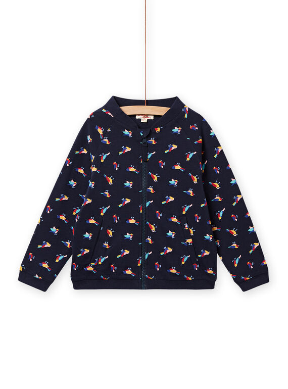 Kind Mädchen Wendejacke navyblau mit Vogelaufdruck NALUCAR / 22S901P1CAR070
