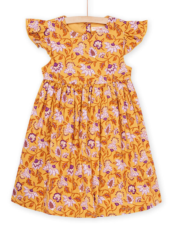 Senfgelbes Kleid mit Rüschenärmeln RASOROB1 / 23S90122ROBB106