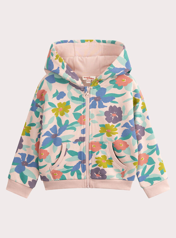 Rosa Joggingoberteil mit Blumenprint für Mädchen VAJOHAUJOG1 / 24W901G3JGHD329