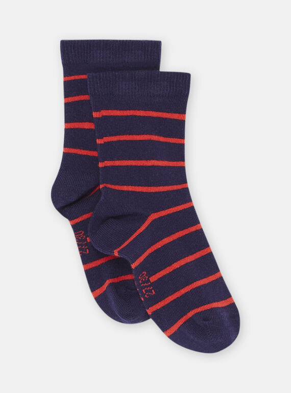 Rote Socken mit Ringelmuster, Jungen SYOJOCHOR3 / 23WI02B2SOQF522
