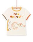 Graues T-Shirt für Kind Junge mit Fischmotiv NOVITI / 22S902M1TMC007