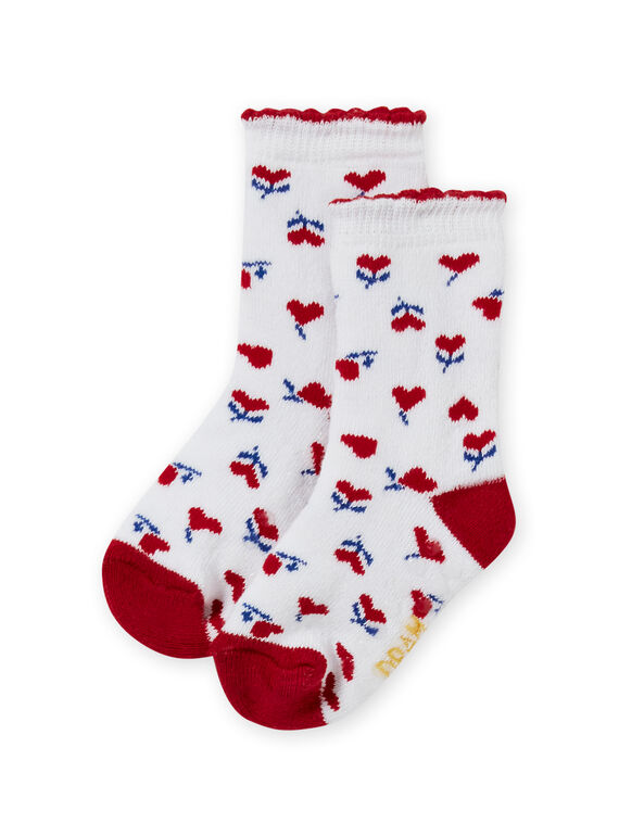 Baby Mädchen rot und ecru Herzdruck Socken MYIMIXSOQB / 21WI09J1SOQ001