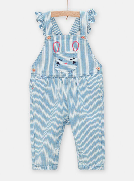 Mittelgroße und weiße Latzhose aus Denim mit Streifenmuster für Baby-Mädchen TIDESAL / 24SG09J1CBLP274