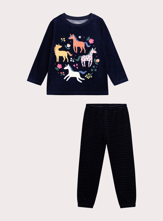 Phosphoreszierender Pyjama aus Samt für Mädchen  VEFAPYJBLE / 24WH1194PYJ070