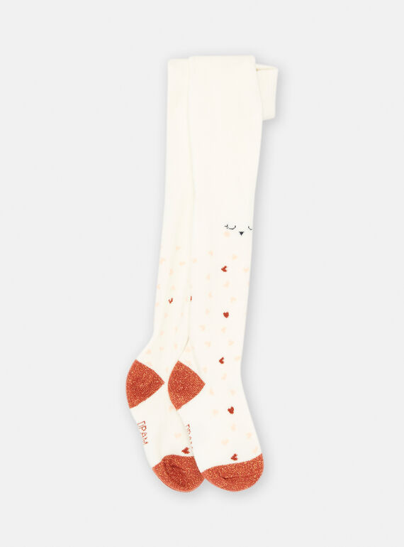 Ecru Strumpfhose mit Eulenmuster für Baby-Mädchen SYIJOCOL6 / 23WI09N5COL001