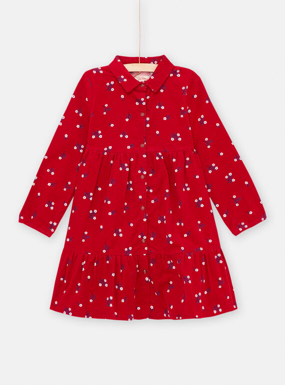 Rotes Hemdkleid mit Blumenprint, Mädchen SAFOROB3 / 23W901K3ROBF504