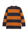 Polo-Shirt mit blauen und senffarbenen Streifen POJOPOL5 / 22W902D5POLI806