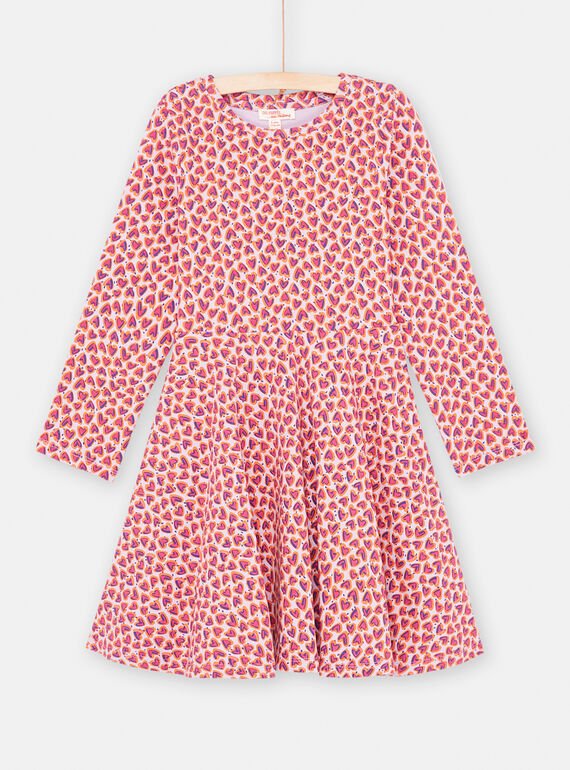 Kleid in lila und rosa mit Herzmuster, Mädchen SAJOROB2 / 23W901G3ROB328