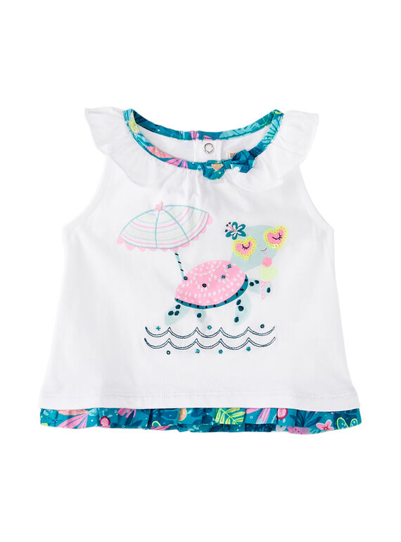 Naturweißes Baby-Tanktop für Mädchen JIQUADEB / 20SG09R1DEB000
