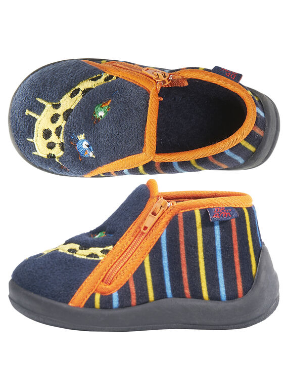 Blaue Samtslipper mit Streifen Baby Junge GBGBOTGIR / 19WK38Z4D0A070