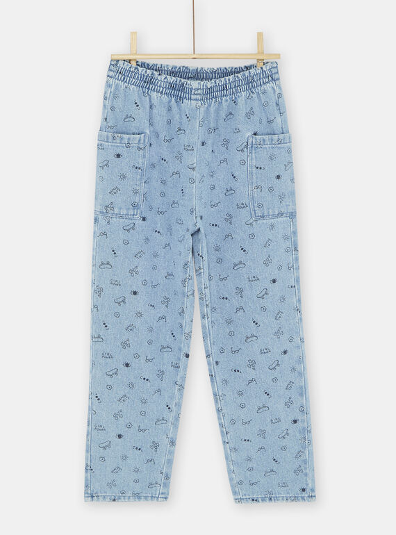 Blaue Denim-Jeans mit ausgefallenem Aufdruck SALINPANT / 23W901H1PANP274