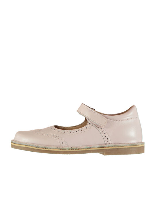 Perlmuttfarbene Mary Janes aus Leder für Mädchen FFBABPERF1 / 19SK3542D13030