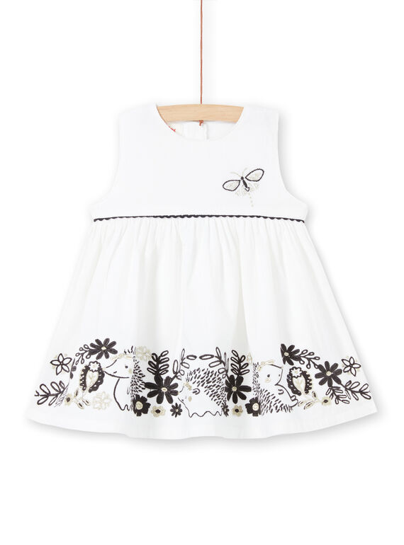 Baby Mädchen weißes Samtkleid LIPOEROB1 / 21SG09Y2ROB001