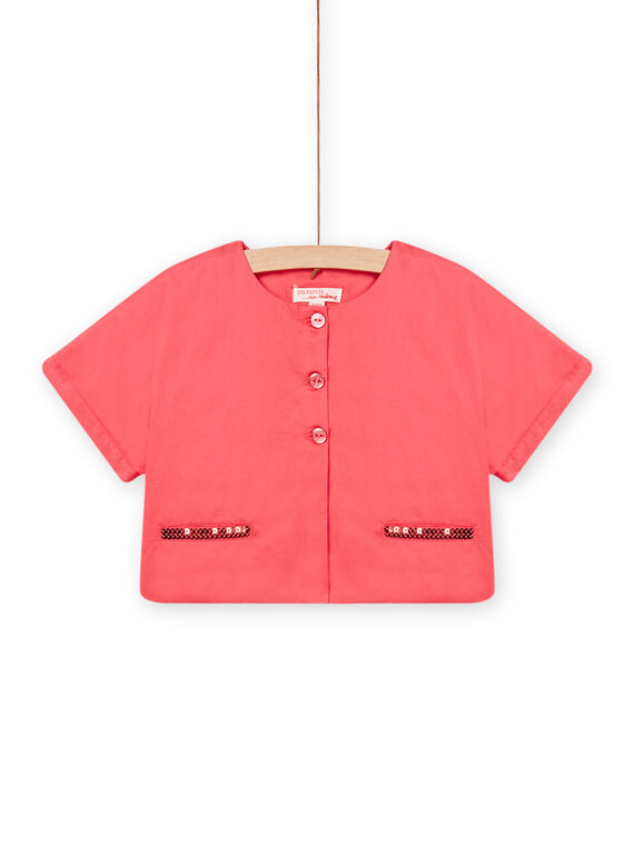 Rosa Strickjacke aus Satin, Kind, Mädchen NAPACAR / 22S90121CARF506