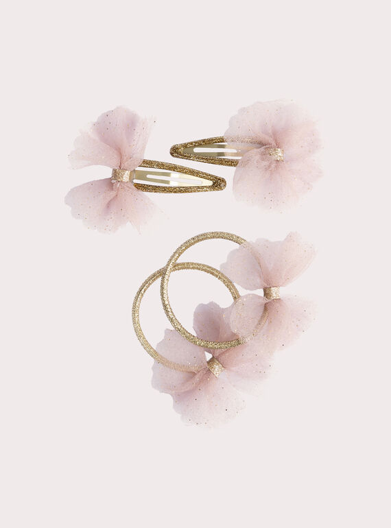 Set Gummibänder und Haarspangen aus rosa Tüll für Mädchen VYAJOELA9 / 24WI01L4ELAK008