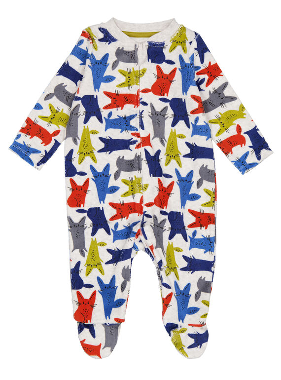 Grau melierter Samt-Strampler für Babys Jungen GEGAGRELAPI / 19WH14N7GREA010