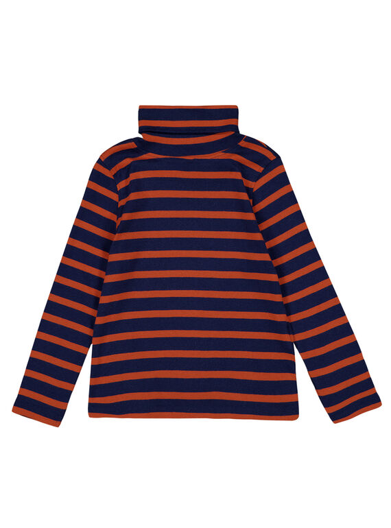 Unterziehpullover geripptem marineblau und rostbraun gestreift GOJOSOUP6 / 19W902L6D3B070