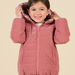 Reversible Kapuzenjacke mit einfarbiger Seite und Seite mit Blumenmuster