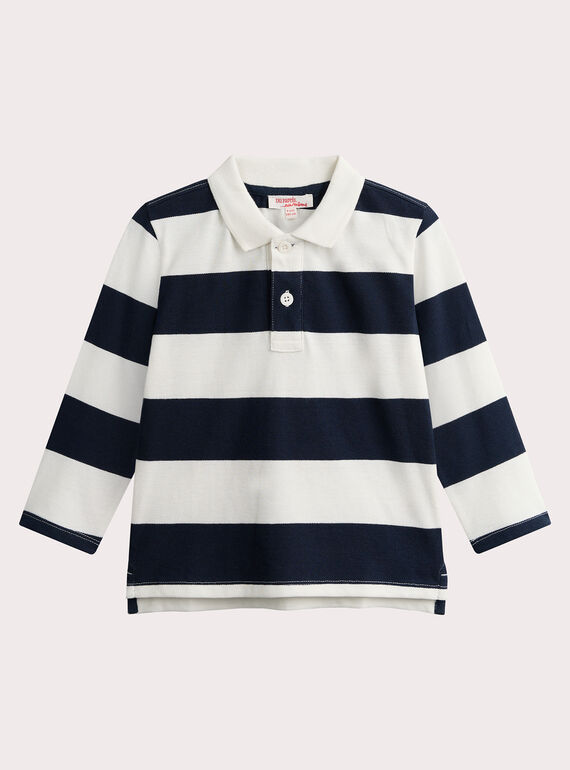 Poloshirt mit Streifen in Marineblau und Ecru für Jungen VOJOPOL4 / 24W902G3POL002