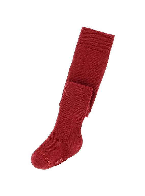 Baby girls' red ribbed tights DYIJOCOL8 / 18WI09J3COL511