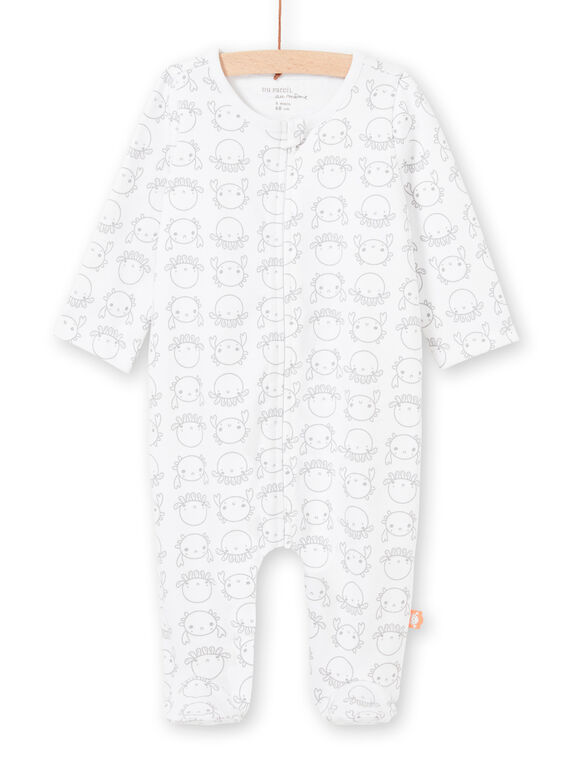 Weißer und grauer Strampler mit Krabben und Oktopus-Druck, Geburt gemischt LOU2GRE4 / 21SF05I2GRE000