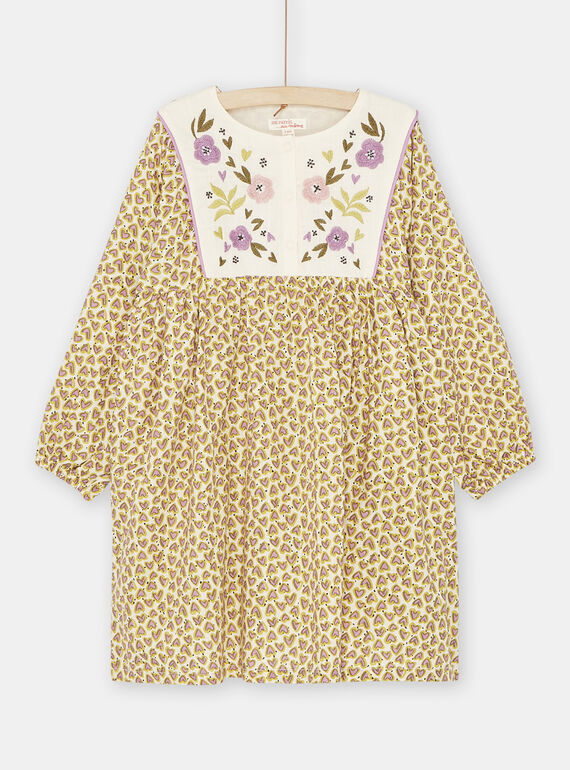 Kleid in Ecru, Rosa und Grün, Mädchen SAKYOROB4 / 23W901I3ROB003
